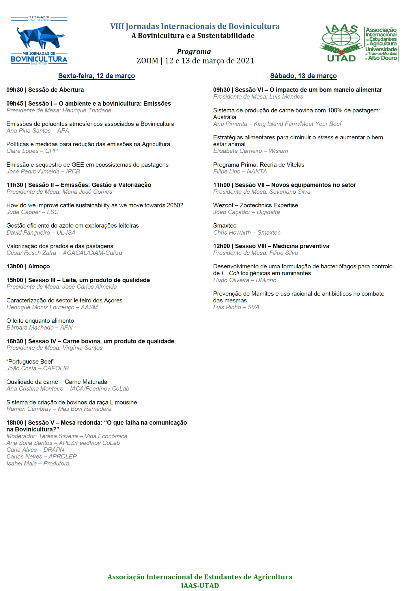 programa jornadas bovinicultura portugal 2021