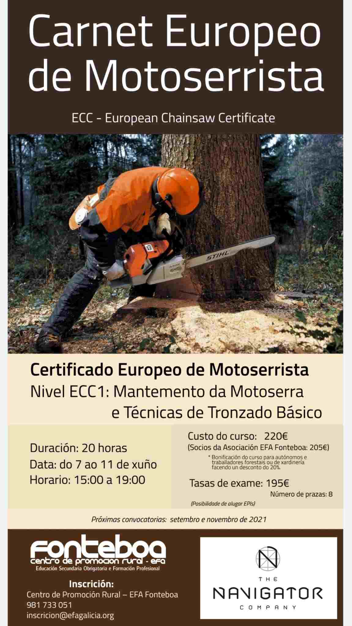 Cartaz - Curso Motoserrista - Xuño 2021