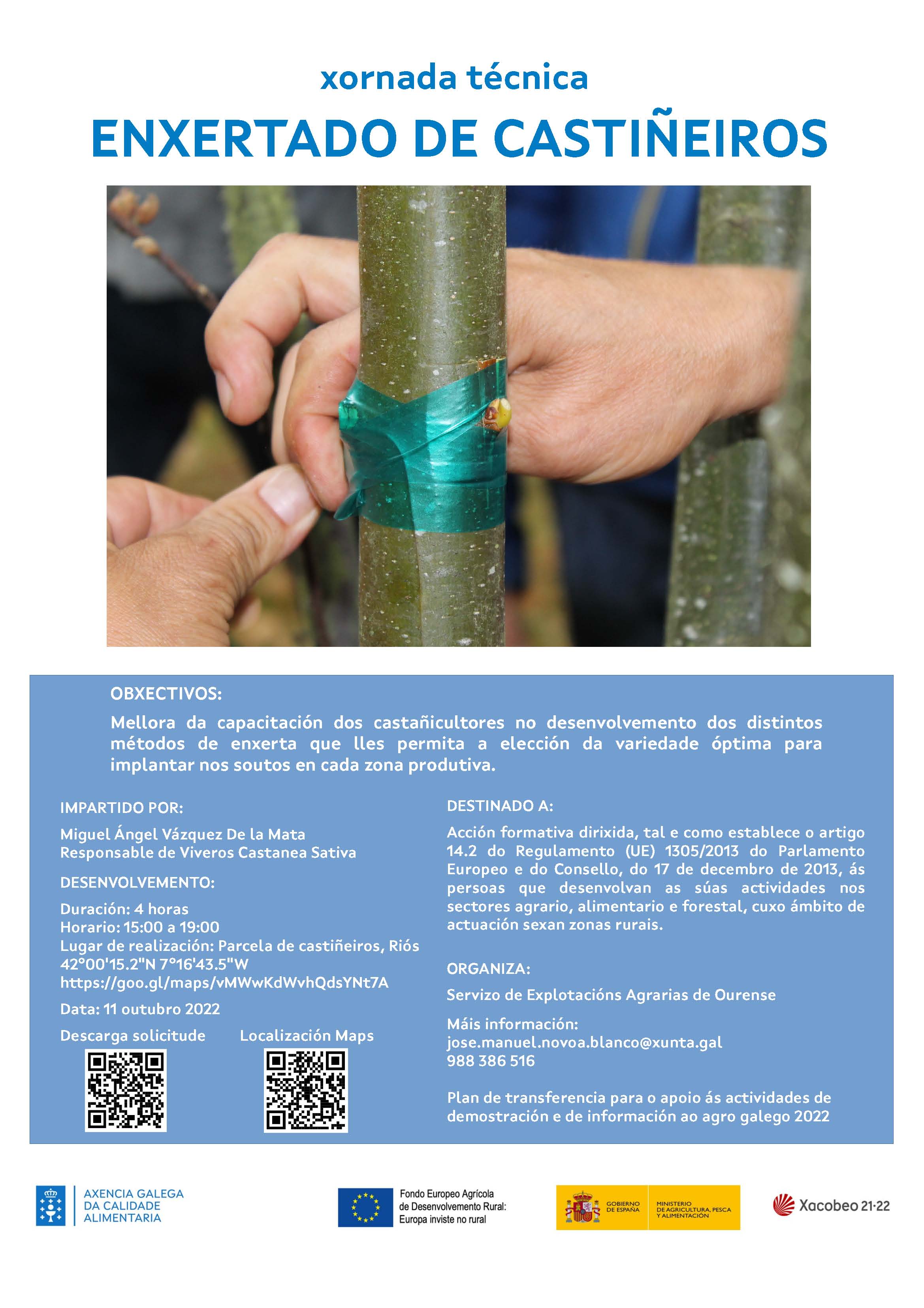 Cartel xornada técnica Enxertado de Castiñeiros