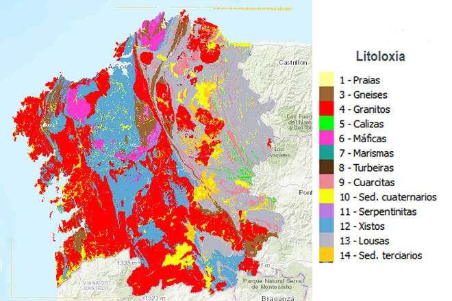 mapa solos de Galicia