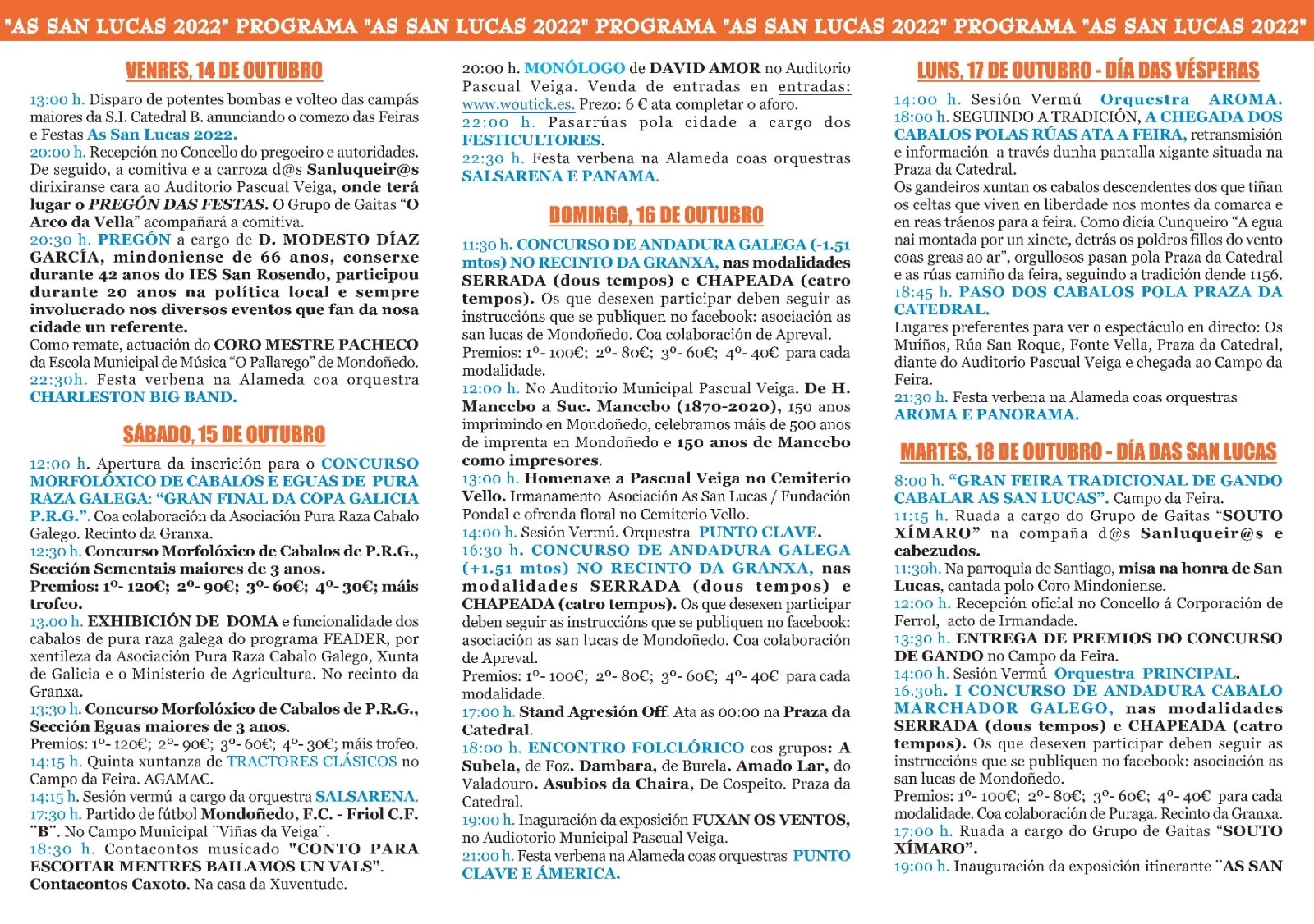 programa San Lucas de Mondoñedo 2022-2