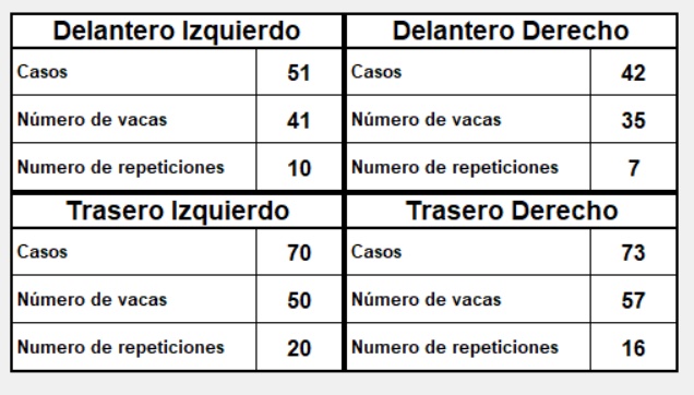 Gráfico 4: Casos de mastite por cuarterón.