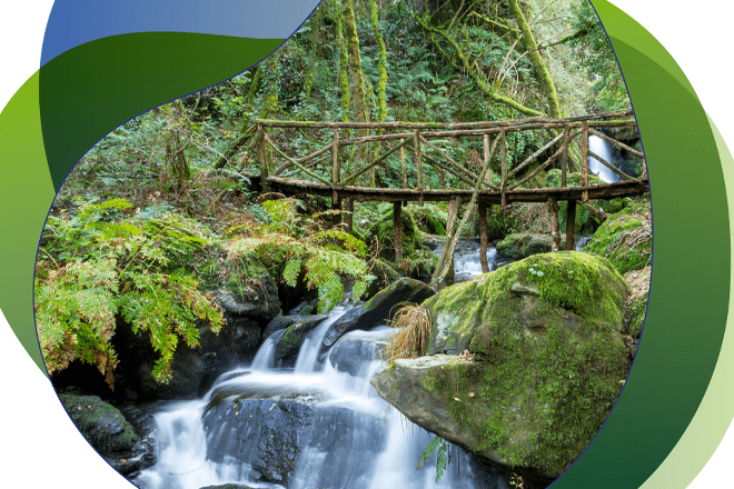 Imaxe corporativa do Xeodestino fluvial. // Fonte GDR Terras de Compostela
