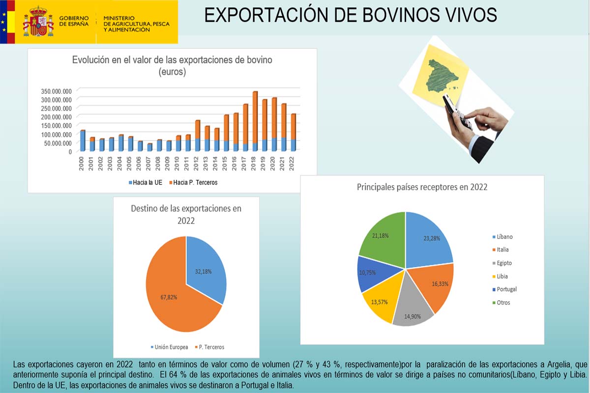 Exportacións que realiza España a oytros países. Imaxe de Villacieros