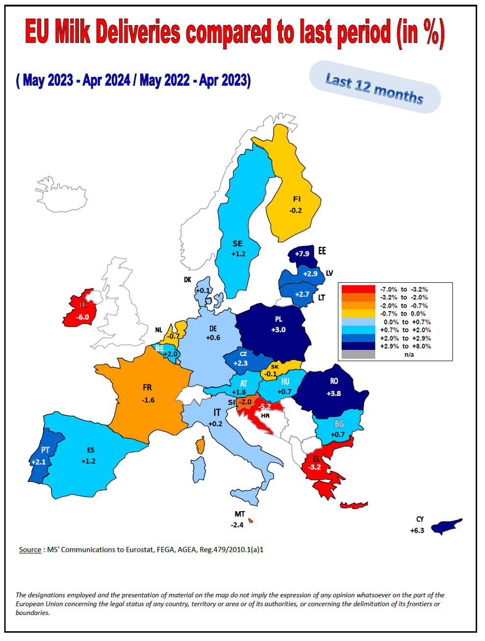 mapa entregas leche UE 2024 primer cuatrimestre