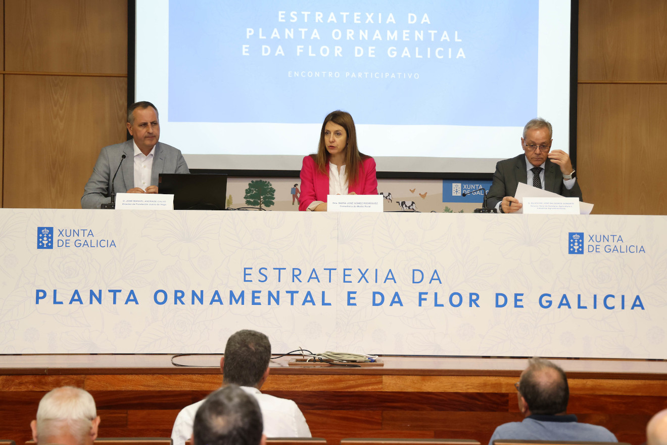 María José Gómez, acompañada polo director xeral de Gandaría, Agricultura e Industrias Agroalimentarias, abrirá a xornada de traballo para a elaboración da Estratexia da planta ornamental e da flor de Galicia (EPOFGA)