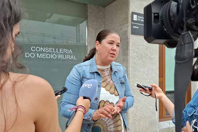 A secretaria xeral do SLG, Isabel Vilalba, nunha rolda de prensa o pasado mes de agosto