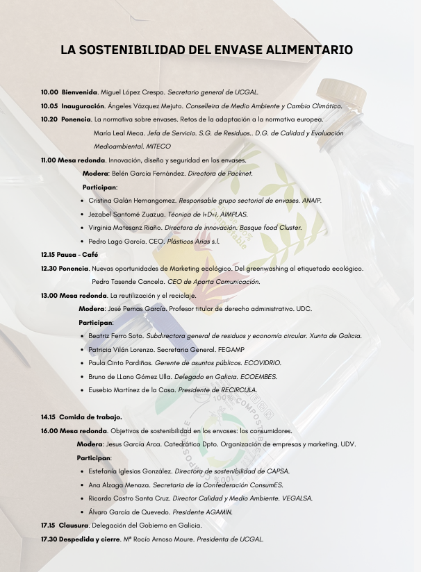 PROGRAMA XORNADA SUSTENTABILIDADE ENVASES ALIMENTARIOS